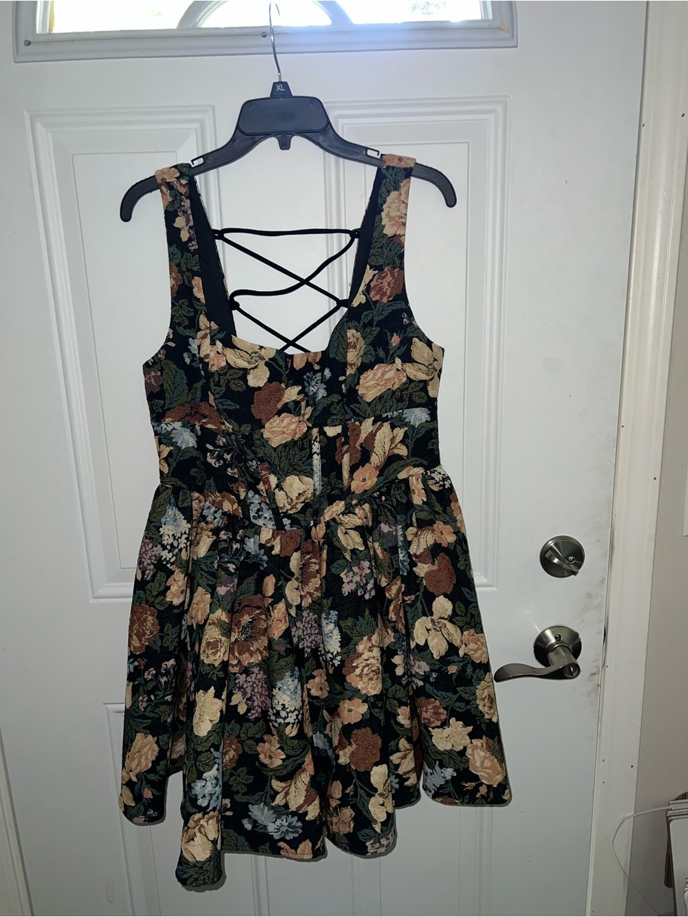 Promesa Black Floral Lace-Up Mini Romper